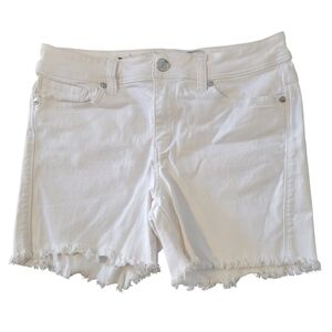 Seven7 Pristine White Frayed Hem Mid-rise Denim Shorts Wmn 10 Summer Beach Vacay